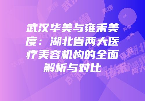武汉华美与雍禾美度：湖北省两大医疗美容机构的全面解析与对比