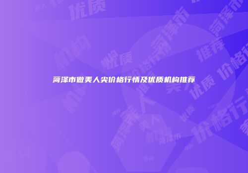 菏泽市做美人尖价格行情及优质机构推荐