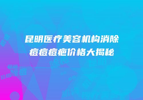 昆明医疗美容机构消除痘痘痘疤价格大揭秘