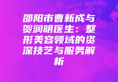 邵阳市曹新成与贺润明医生：整形美容领域的资深技艺与服务解析