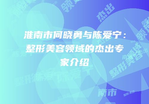 淮南市何晓勇与陈爱宁：整形美容领域的杰出专家介绍