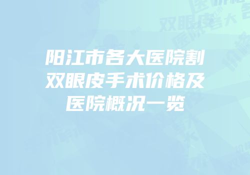 阳江市各大医院割双眼皮手术价格及医院概况一览