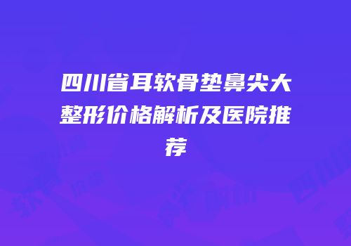 四川省耳软骨垫鼻尖大整形价格解析及医院推荐