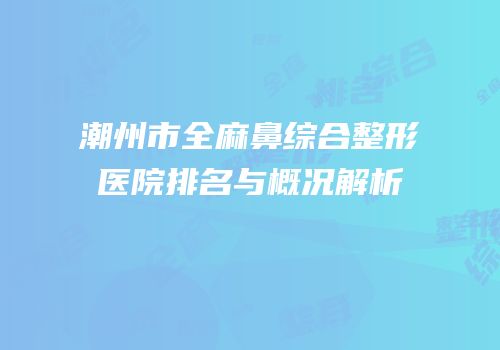 潮州市全麻鼻综合整形医院排名与概况解析
