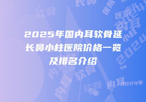 2025年国内耳软骨延长鼻小柱医院价格一览及排名介绍