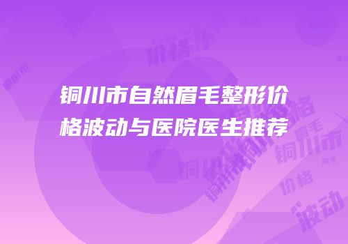 铜川市自然眉毛整形价格波动与医院医生推荐