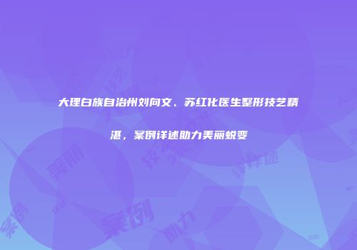 大理白族自治州刘向文、苏红化医生整形技艺精湛，案例详述助力美丽蜕变