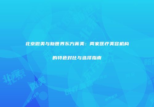 北京微美与新世界东方菁美：两家医疗美容机构的特色对比与选择指南