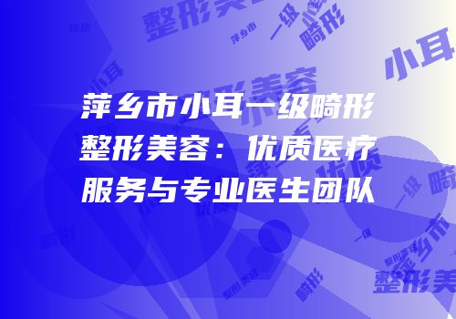 萍乡市小耳一级畸形整形美容：优质医疗服务与专业医生团队