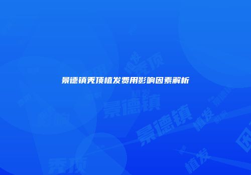 景德镇秃顶植发费用影响因素解析