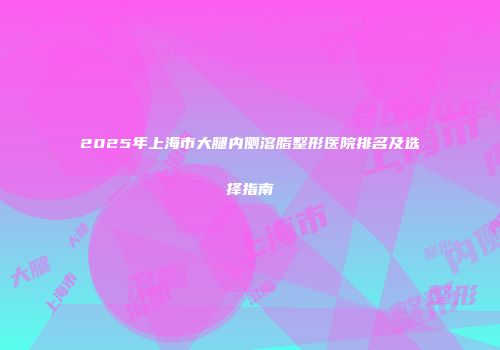 2025年上海市大腿内侧溶脂整形医院排名及选择指南