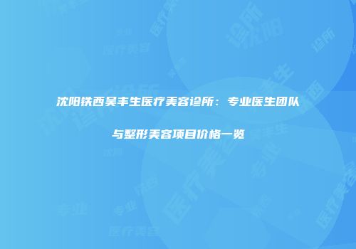 沈阳铁西吴丰生医疗美容诊所：专业医生团队与整形美容项目价格一览