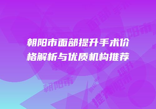 朝阳市面部提升手术价格解析与优质机构推荐