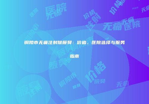 铜陵市无痛注射除腋臭：价格、医院选择与服务指南