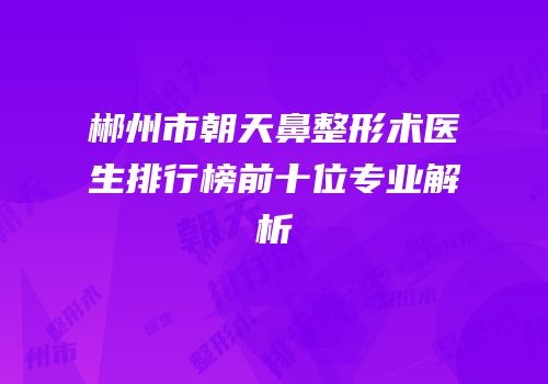 郴州市朝天鼻整形术医生排行榜前十位专业解析