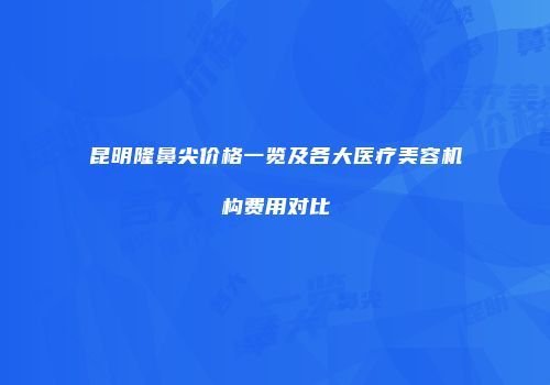 昆明隆鼻尖价格一览及各大医疗美容机构费用对比