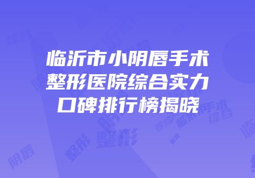 临沂市小阴唇手术整形医院综合实力口碑排行榜揭晓