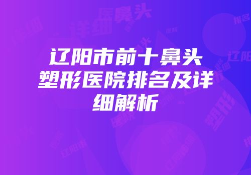 辽阳市前十鼻头塑形医院排名及详细解析