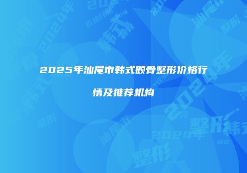 2025年汕尾市韩式颧骨整形价格行情及推荐机构
