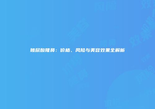 玻尿酸隆鼻：价格、风险与美容效果全解析