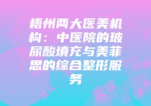 梧州两大医美机构：中医院的玻尿酸填充与美菲思的综合整形服务