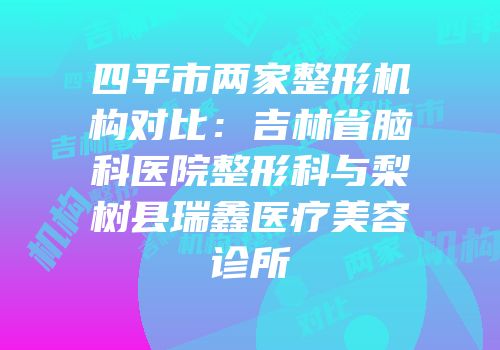 四平市两家整形机构对比：吉林省脑科医院整形科与梨树县瑞鑫医疗美容诊所
