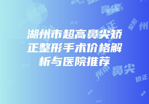湖州市超高鼻尖矫正整形手术价格解析与医院推荐