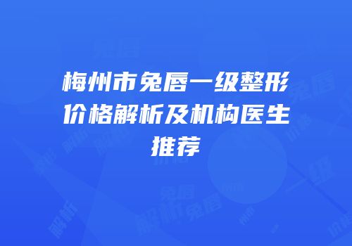 梅州市兔唇一级整形价格解析及机构医生推荐