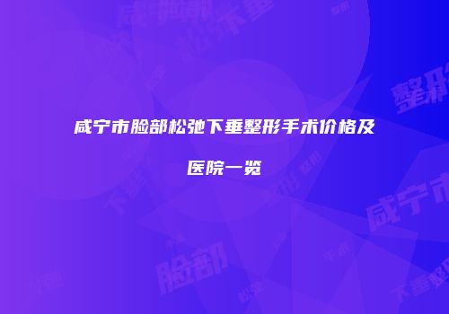 咸宁市脸部松弛下垂整形手术价格及医院一览
