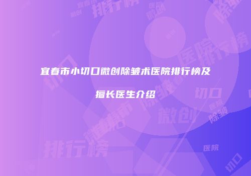 宜春市小切口微创除皱术医院排行榜及擅长医生介绍