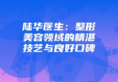 陆华医生：整形美容领域的精湛技艺与良好口碑