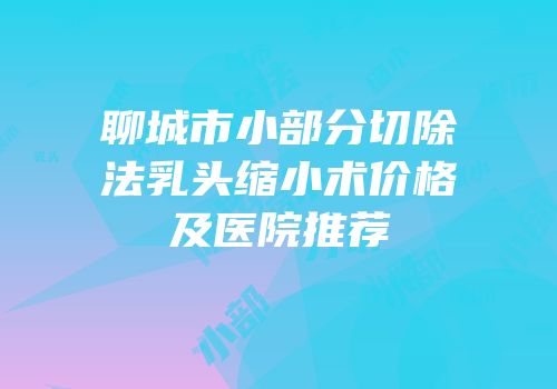 聊城市小部分切除法乳头缩小术价格及医院推荐