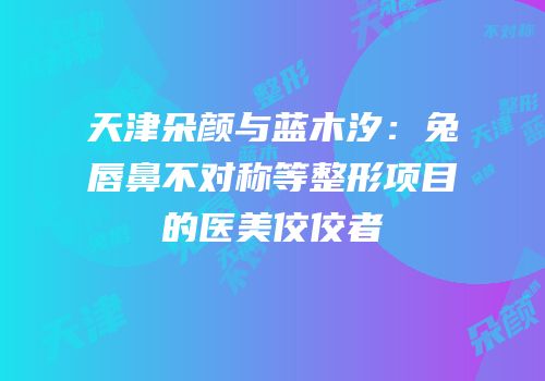 天津朵颜与蓝木汐：兔唇鼻不对称等整形项目的医美佼佼者