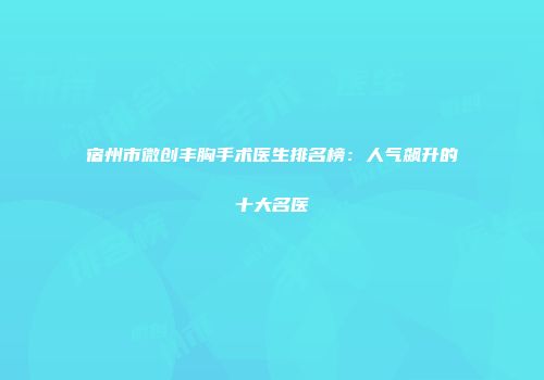 宿州市微创丰胸手术医生排名榜：人气飙升的十大名医