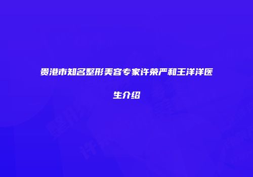 贵港市知名整形美容专家许荣严和王洋洋医生介绍