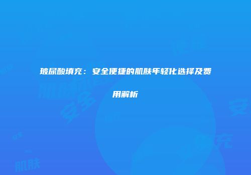 玻尿酸填充：安全便捷的肌肤年轻化选择及费用解析
