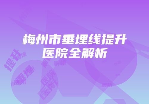 梅州市垂埋线提升医院全解析