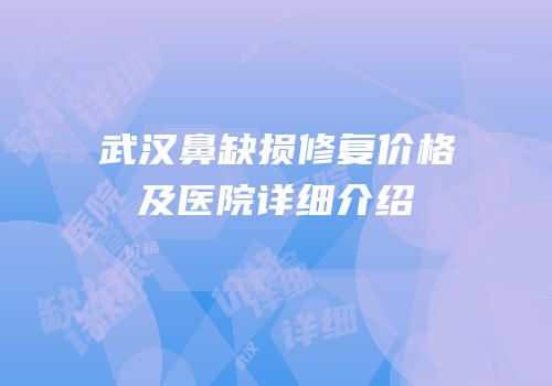武汉鼻缺损修复价格及医院详细介绍