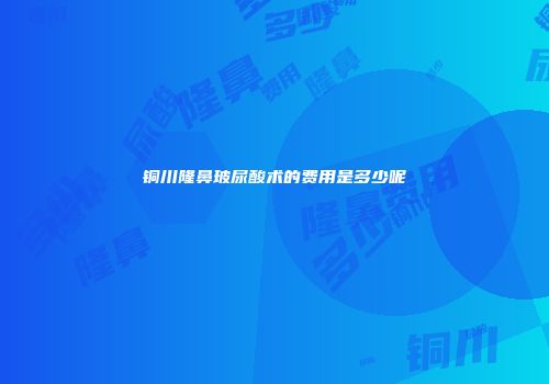 铜川隆鼻玻尿酸术的费用是多少呢