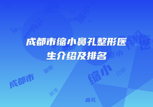 成都市缩小鼻孔整形医生介绍及排名