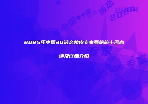 2025年中国3D液态拉皮专家强榜前十名点评及详细介绍