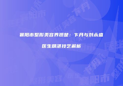 襄阳市整形美容界翘楚：卞丹与刘永盛医生精湛技艺解析