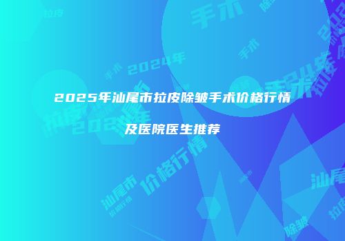 2025年汕尾市拉皮除皱手术价格行情及医院医生推荐