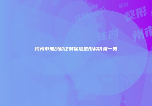 梅州市玻尿酸注射保湿整形科价格一览