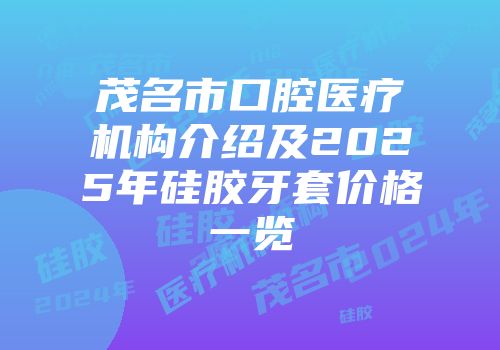 茂名市口腔医疗机构介绍及2025年硅胶牙套价格一览