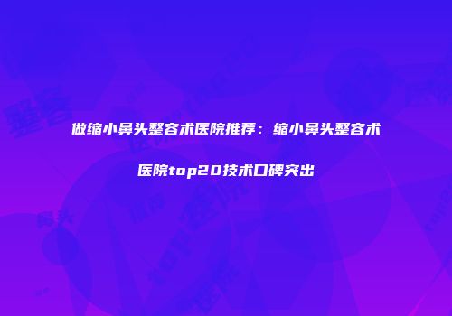 做缩小鼻头整容术医院推荐：缩小鼻头整容术医院top20技术口碑突出