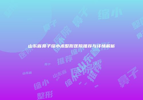 山东省鼻子缩小术整形医院推荐与详情解析