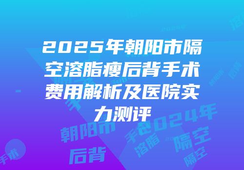 2025年朝阳市隔空溶脂瘦后背手术费用解析及医院实力测评