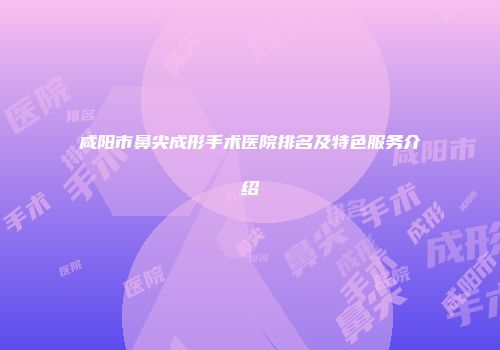 咸阳市鼻尖成形手术医院排名及特色服务介绍