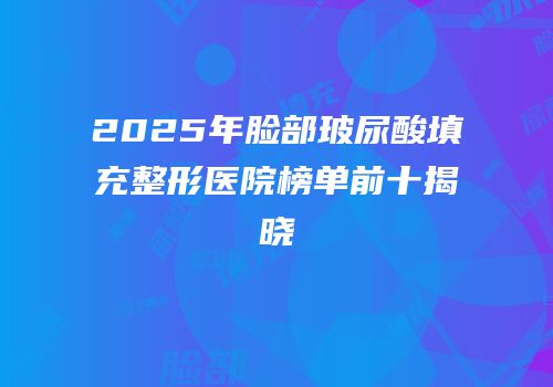 2025年脸部玻尿酸填充整形医院榜单前十揭晓
